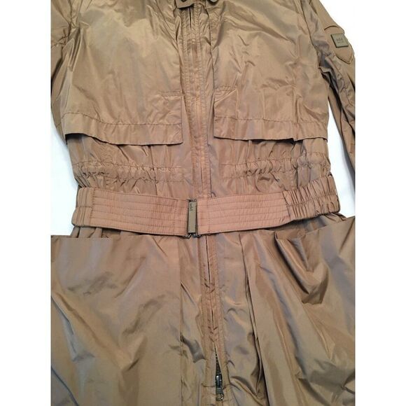 Add Womens Brown Belted Trench Coat Water-Resistant Nylon Blend - Picture 5 of 14